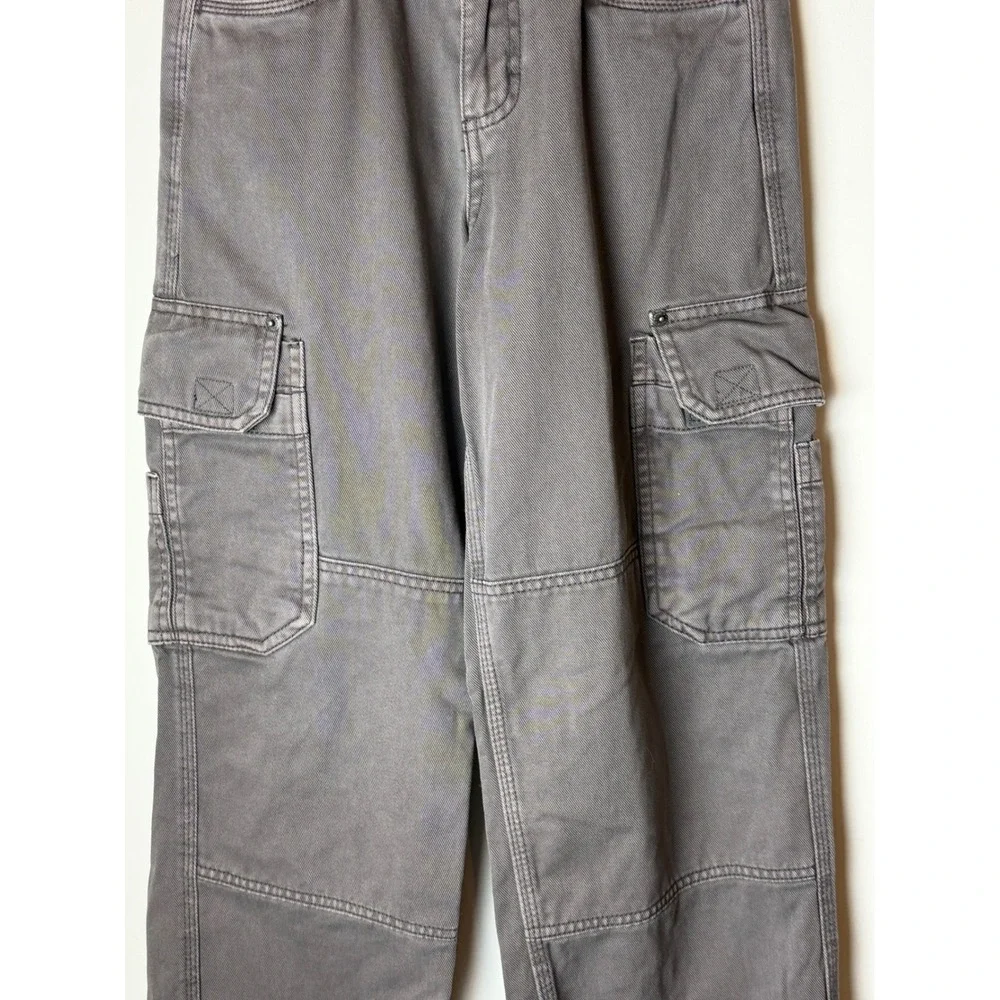 Garage Cargo Pants Women 00 Grey Utility Straight Leg Streetwear Grunge Punk Y2K